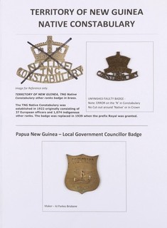 Papua New Guinea c1930s Constabulary Councillor Badges 2 Pieces Scarce