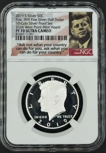 2019-S KENNEDY SILVER HALF DOLLAR 2024 WEST POINT HOARD NGC PF70 ULTRA CAMEO XD