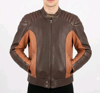Vintage 70s Stagg Motorbike Jacket S Retro Biker Cafe Racer Genuine Leather Mod