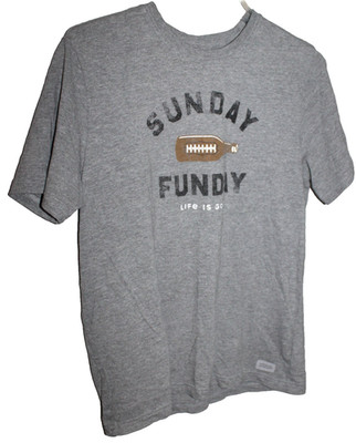 LIFE IS GOOD CRUSHER TEE MEN'S GRAY ''SUNDAY FUNDAY'' FOOTBALL T-SHIRT LARGE