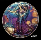 2025 Silver American Eagle Coin Colorful Rainbow Toning #a967