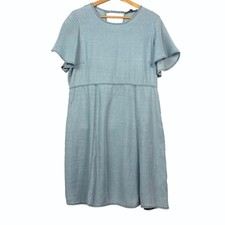 NWT Banana Republic Women Flutter Sleeve Empire Knee length Dress 12 Tencel Blue