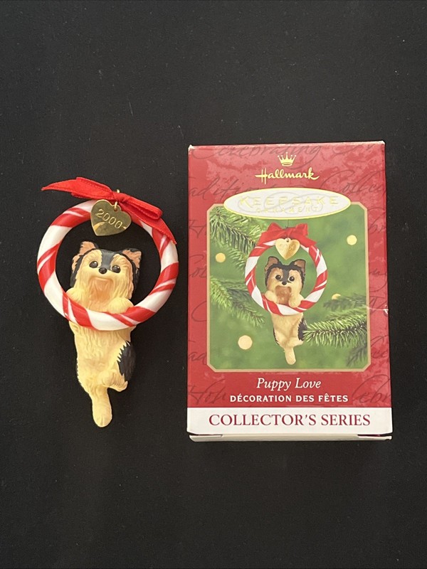 Hallmark Puppy Love 10th in Series Yorkshire Terrier Dog 2000 Christmas Ornament
