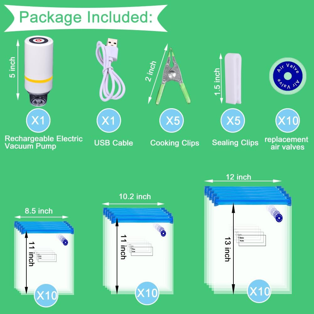 42-Piece Sous Vide Kit with 30 Reusable Bags, 5 Clips & Sealer