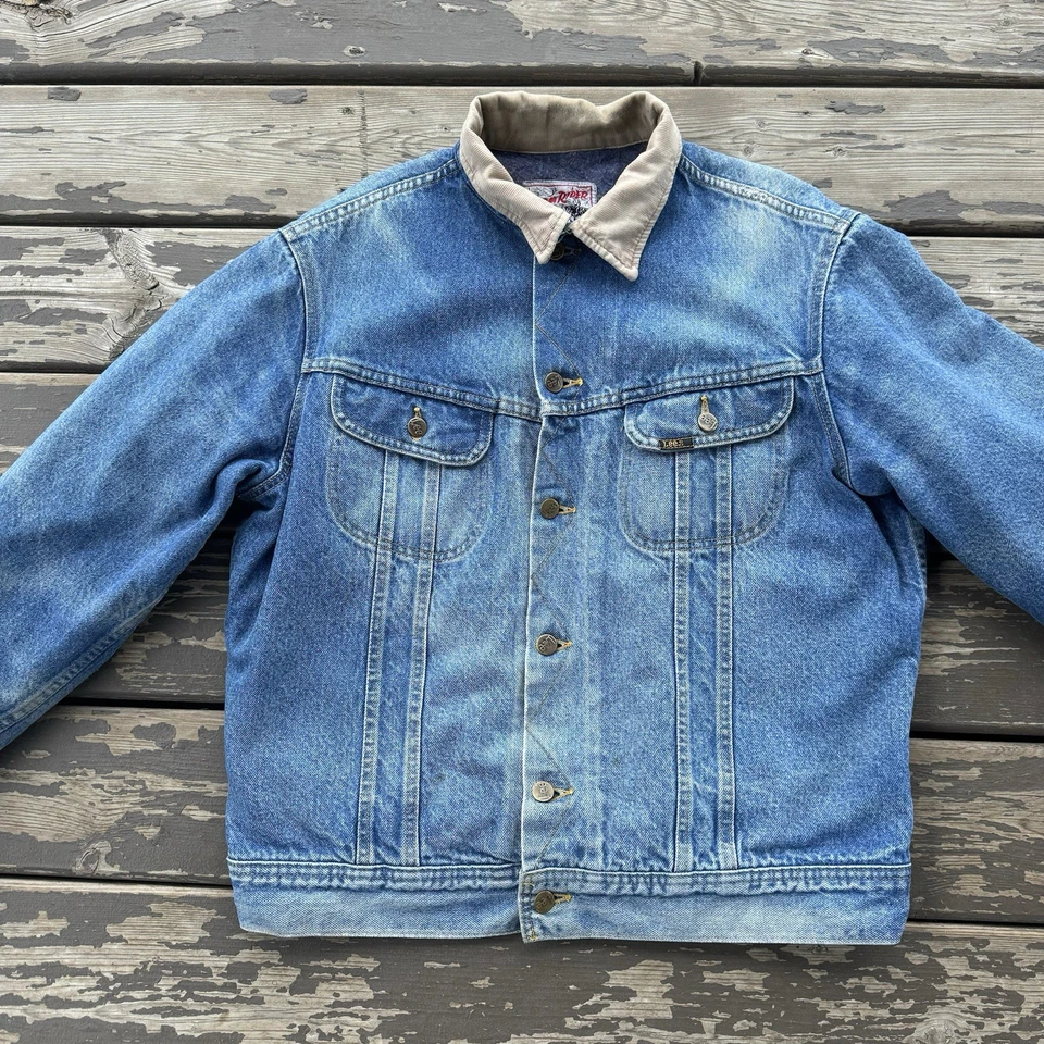 Винтажный Lee Storm Rider джинсовой ткани Jean шерсти с подкладкой водитель грузовика куртка L 70-х/80-х размер 42 - Изображение 2 из 4