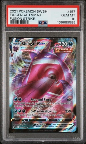 2021 POKEMON SWORD & SHIELD FUSION STRIKE #157 FULL ART/GENGAR VMAX PSA 10
