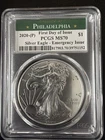 2020(P) American Silver Eagle Emergency Issue PCGS MS70 First Day Of Issue