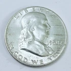 1958 D FRANKLIN HALF DOLLAR 90% SILVER UNCIRCULATED COIN FROM SET #7489