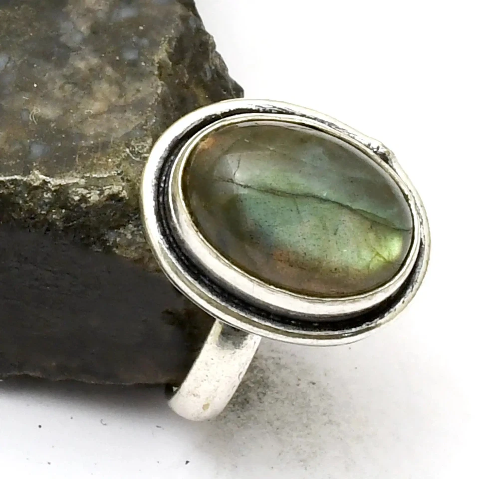 Labradorit Edelstein Handarbeit Ring Schmuck für Neujahr US-Größe - 6 AR 33410