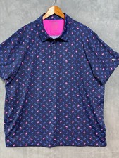 Birdie Bound Golf Polo Pink Flamingo Blue Palm Trees Mens 3XL