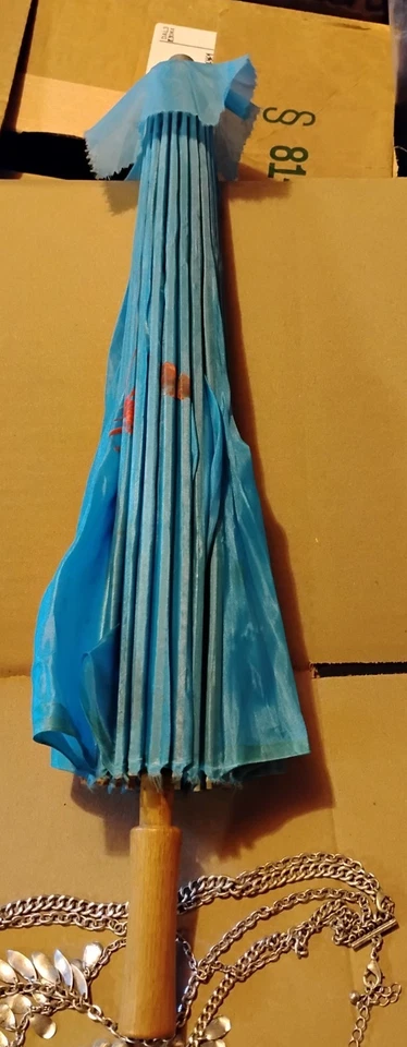 Paraguas japonés vintage de bambú azul Foto 4 de 4