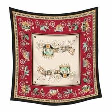 Luxury 90x90 Horse Print Square Scarf Silk Wool Bandana Head Neck Hair Wrap