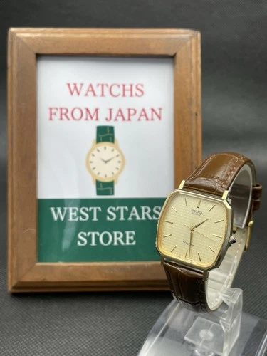 [Very good] Vintage SEIKO Dolce 7731-5120 Quartz Gold Men's Watch From JAPAN