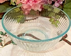 Pyrex Glass Ribbed Mixing Bowl Blue Aqua Green 10 Cup 2.5 L 7403s Made In USA