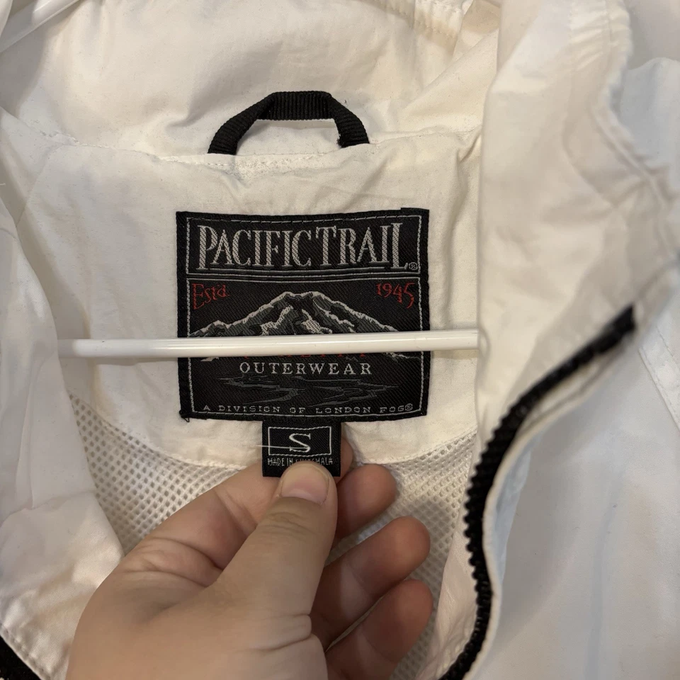 Chaqueta para mujer Pacific Trail de nailon al aire libre viento lluvia blanca pequeña cremallera vintage Foto 2 de 4