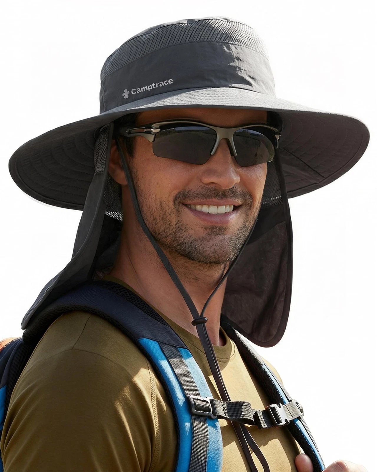 UPF 80+ Sun Hats for Men Women Wide Brim Sun Protection Mesh Hat with Neck Fl...