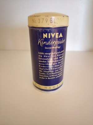 NIVEA Kinderpuder Puderdose Werbung retro Vintage ca.50-60er Jahre alt Babypuder