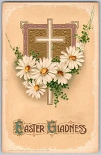 Antique Postcard Easter Gladness Cross P.S Dresden Design 1910s