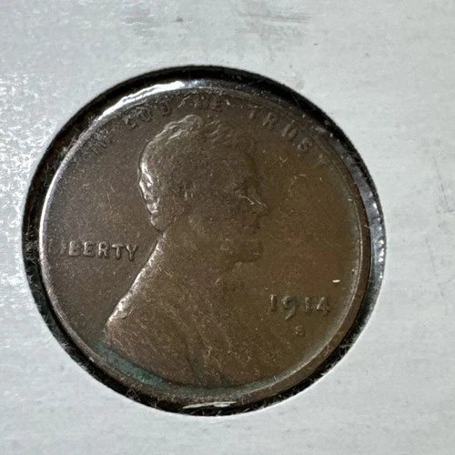 1914 S Lincoln Wheat Cent Better Date San Francisco Mint F Fine