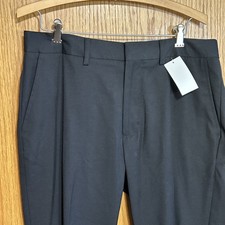 REACTION Kenneth Cole Stretch Slim Fit Flat Front Dress Pants Black 32X 32 New