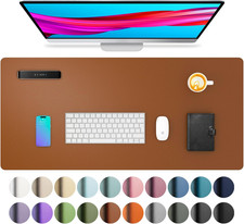 Leather Desk Pad Protector, Mouse Pad, Office Desk Mat, Non-Slip PU Leather Desk