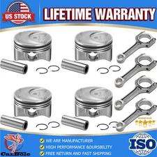 4PCS Connecting Rods & Piston & Pin STD Kit for Hyundai Kia Optima 2.0L Engine