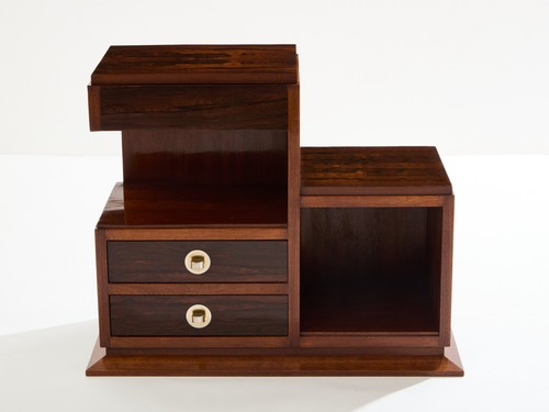 French Art Deco rosewood and brass sewing cabinet 1940s - Picture 4 of 11