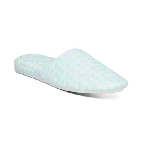 Charter Club Light Green / Blue Quilted Gingham Clog Slippers Size 9 10 New - Picture 1 of 6
