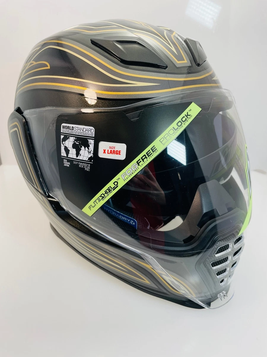 Icon Airflite El Centro Black Gold Motorcycle Motorbike Helmet XL 61-62cm