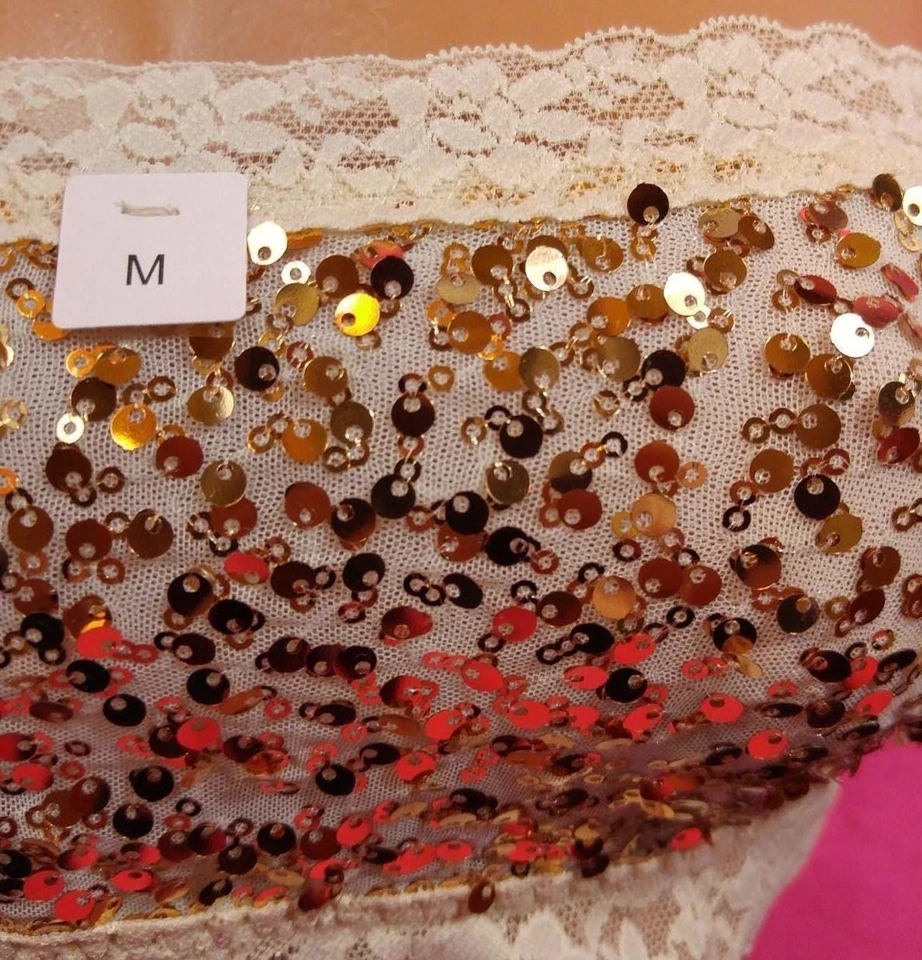 Bandeau de línea larga con lentejuelas doradas La Senza (usar sobre un sujetador o solo) mediano nuevo con etiquetas Foto 2 de 4