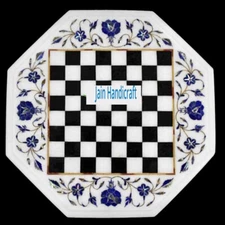 18'' white Marble game Chess Table Top kids children Inlay Mosaic Item