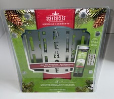 Scentsicles Scented Ornament Holders Silver - 3 Ornaments  Ribbons Xmas NEW