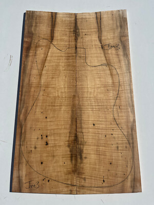 Curly Spalted Sycamore Maple Bookmatched Guitar Drop Top 615 x 400/375 x 8mm JM3