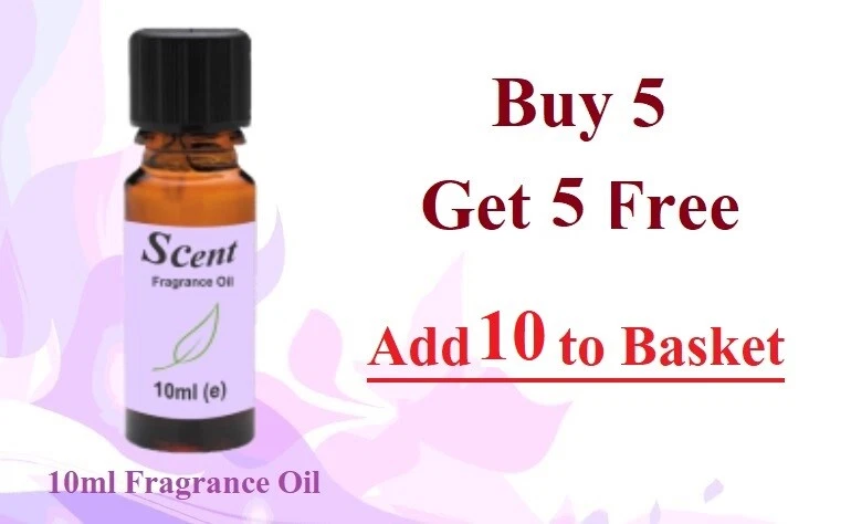 FRAGRANCE OILS 10ml - Buy 5, Get 5 Free - for Candle making, Home Fragrance etc.