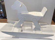 Vintage Rocking Riding Handmade Child Toy Solid Wood Kids Children Toy White EUC