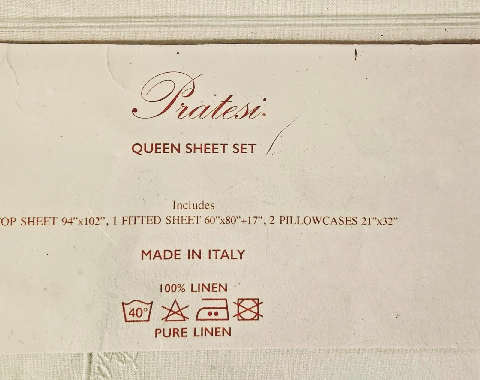 NWT Pratesi LINEN Sheet Set QUEEN ITALY New in original pkg.RARE ! eBay