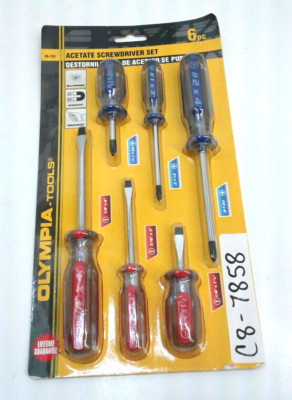 Olympia Tools 80-785 6pc Acetate ScrewDriver Set ShatterProof Magnetic Ergonomic