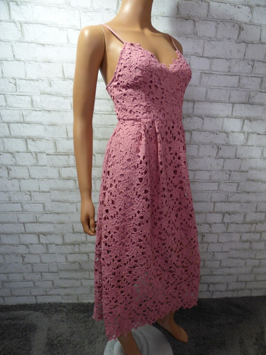 astr the label lace midi dress rose ASTR the Label Lace A-Line Midi Women's Dress Blush : XS