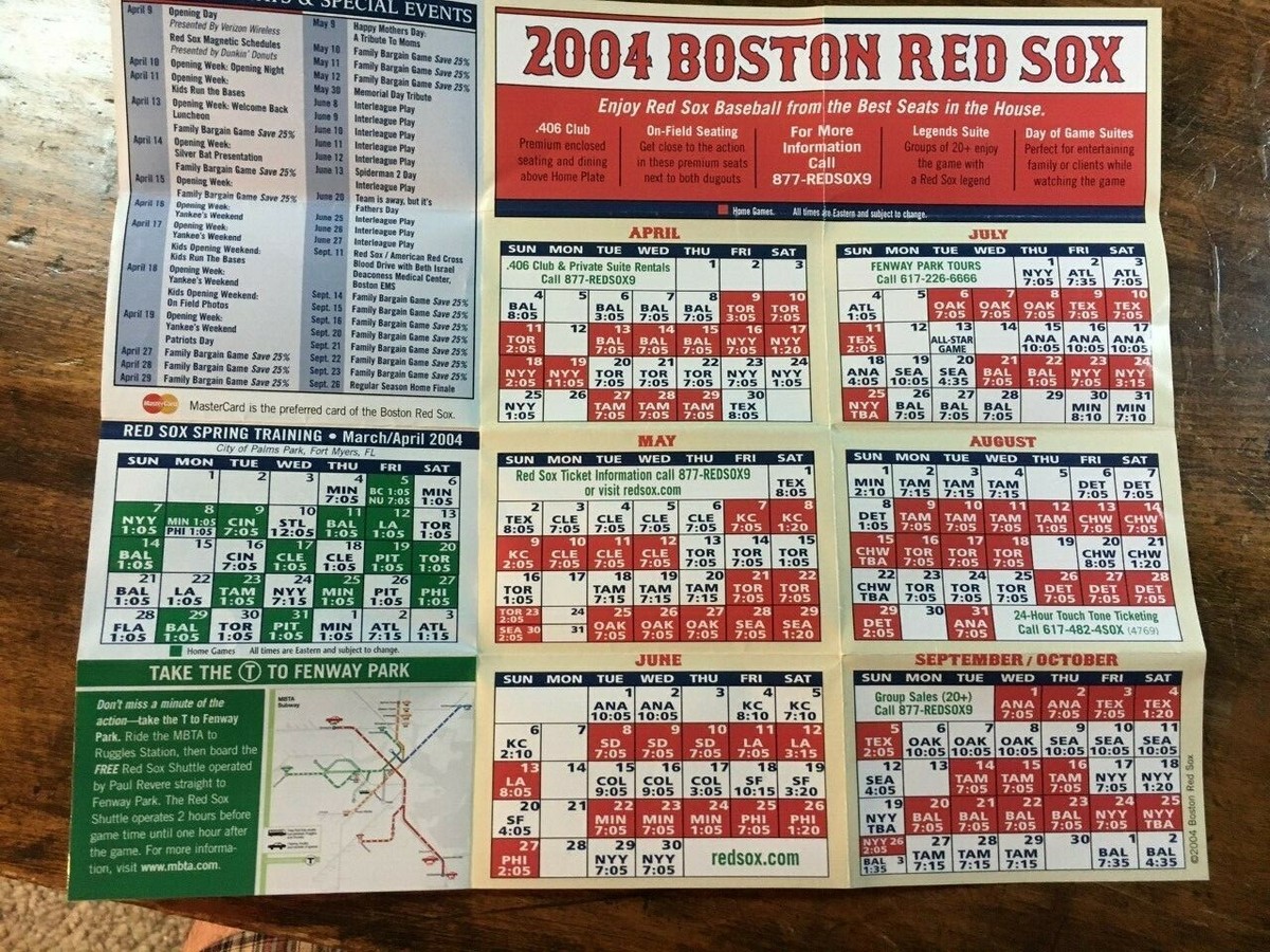2004-boston-red-sox-baseball-pocket-schedule-8x10-ebay