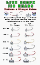 LIVESCOPE Jig Head w/Sickle Hook - Wire Keeper or Collarless-Crappie (25ct)