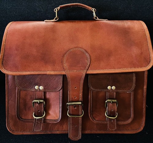Sac Vintage En Laine Et Cuir Marron - Bretelles Réglables - Fait Main Inde
