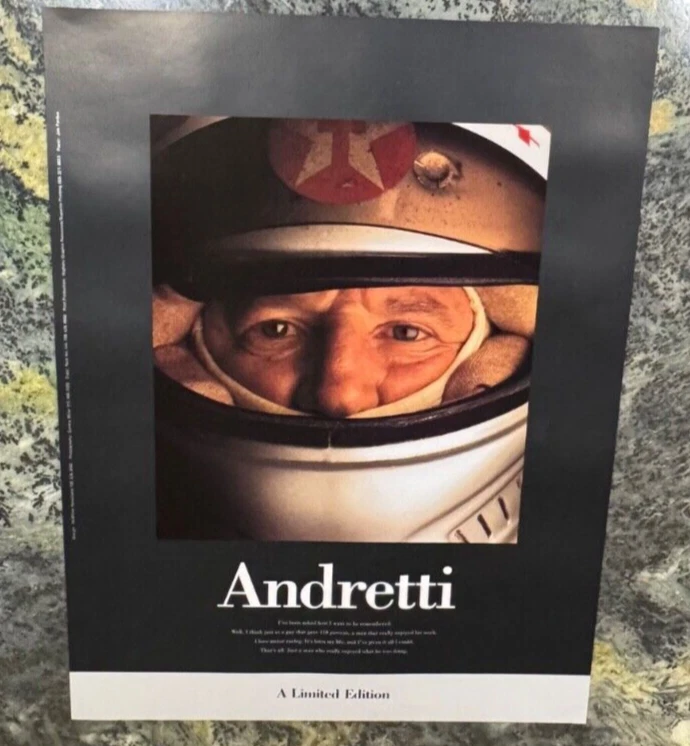 Rare Mario Andretti Limited Edition Texaco Print Ad Poster & Book - Image 2 of 4