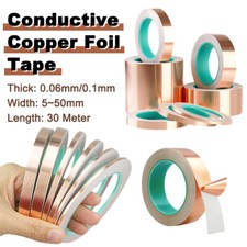 Copper Foil Tape Adhesive Double-Side Conductive EMI Shielding 30M Paper Circuit
