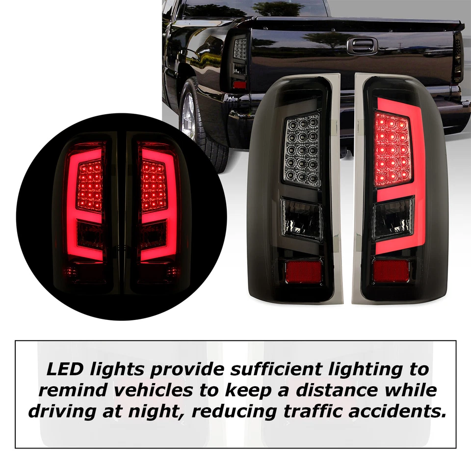 Luces traseras de tubo LED para 07-13 Chevy Silverado 1500 2500 3500 luces de freno DOT Foto 4 de 4