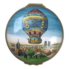 Halcyon Days Enamels Trinket Box Hot Air Balloon Rozier D'Arlandes Montgolfiere
