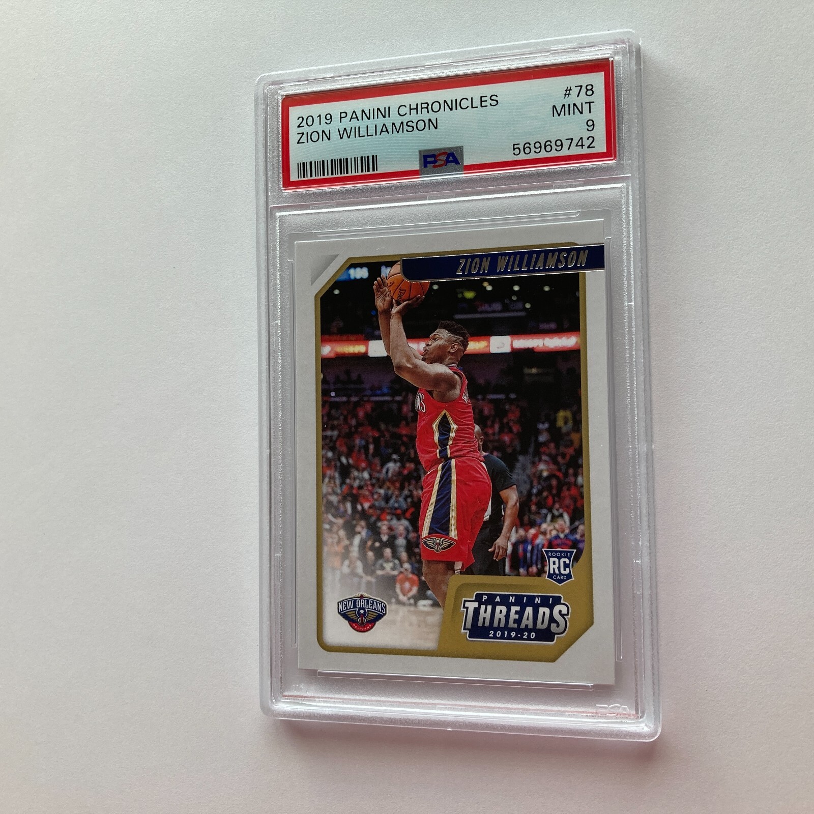 Zion Williamson 2019 Panini Chronicles Threads Rookie Card #78 PSA 9 MINT