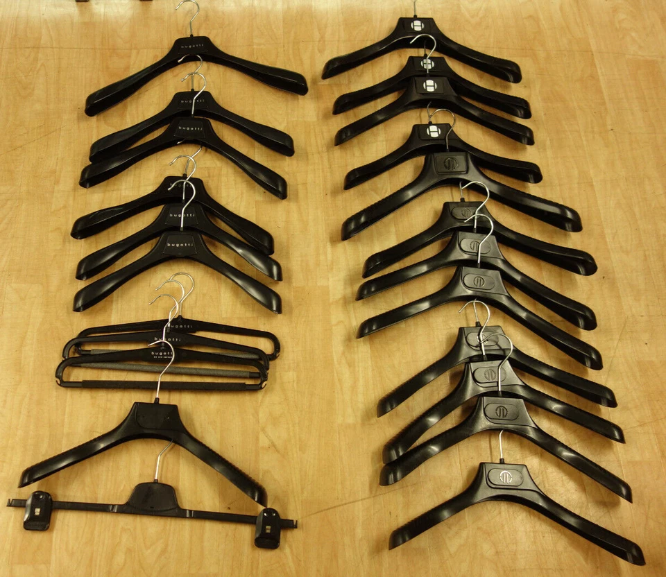 Designer-Kleiderbügel schwarz 9 St. Bugatti  + 4 St. ADH + 10 St. ohne Label