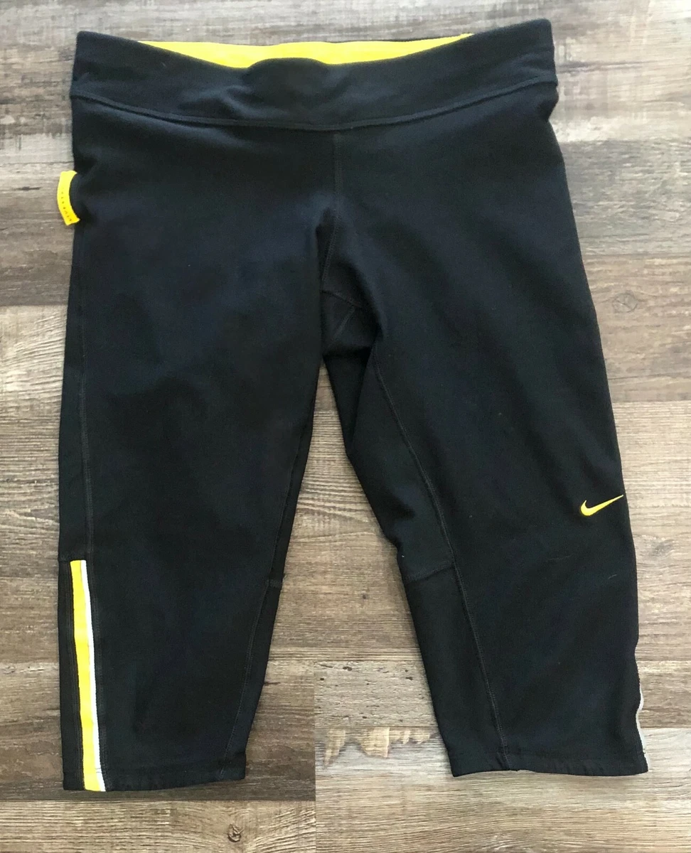 Nike Dri Fit Womens Small Black & Yellow Livestrong Capri Yoga