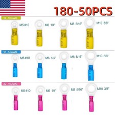 Heat Shrink Ring Terminal Connector 22-16 16-14 12-10 AWG Gauge Crimp Wire US