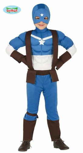 COSTUME CARNEVALE CAPITAN AMERICA BAMBINO SUPEREROE TAGLIA 7-9 ANNI GUIRCA  | eBay